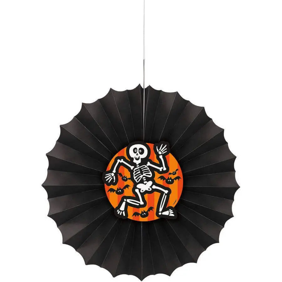 12" Halloween Bat Skeleton Tissue Paper Decorative Fan-0