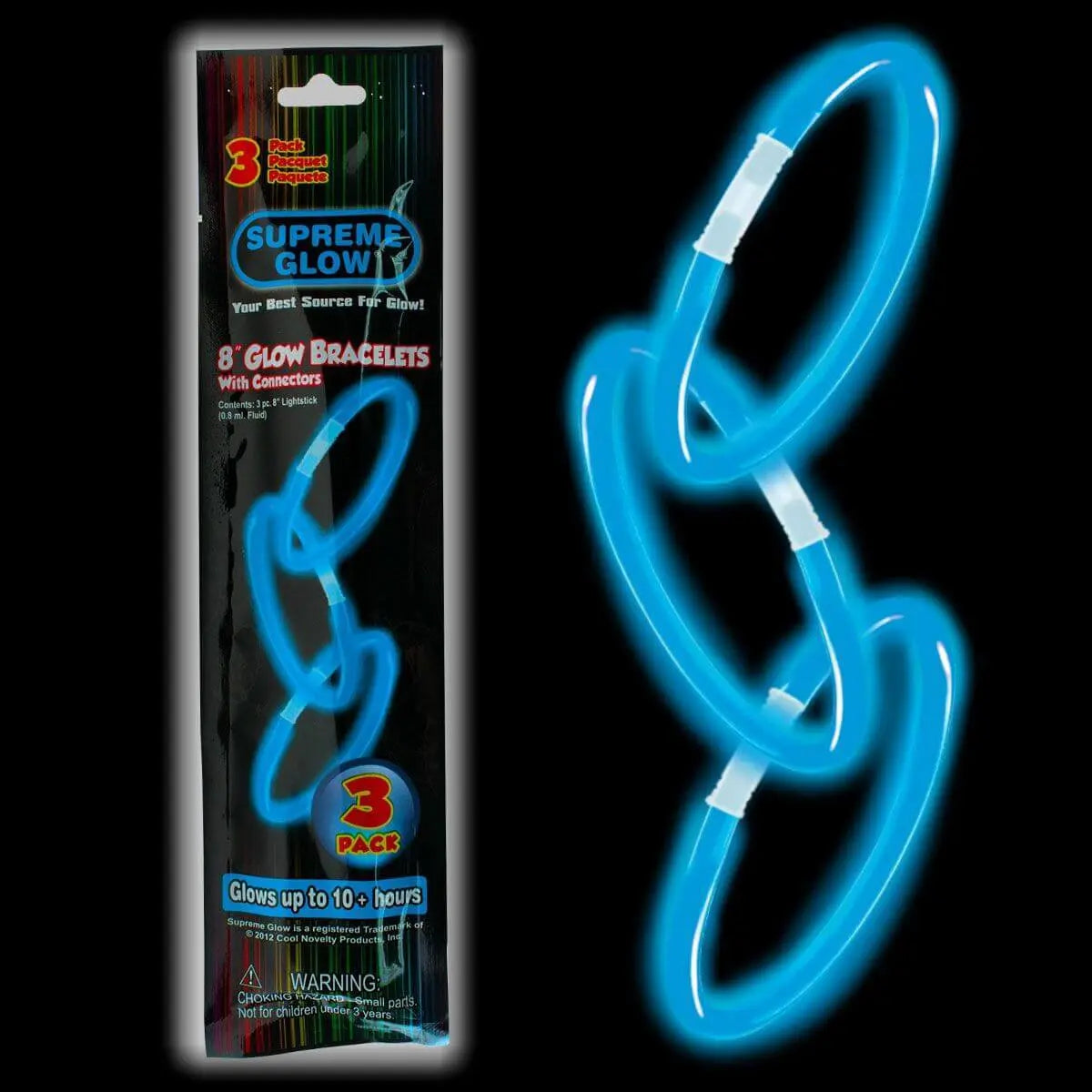 9" Glow Bracelet - Blue (3ct)-0