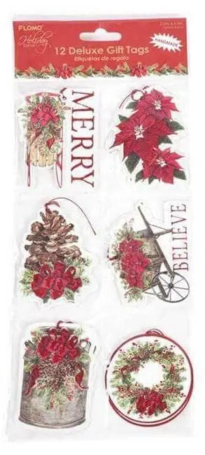 Christmas Die Cut Pop Layer with Hot Stamping Gift Tags (12ct)-1