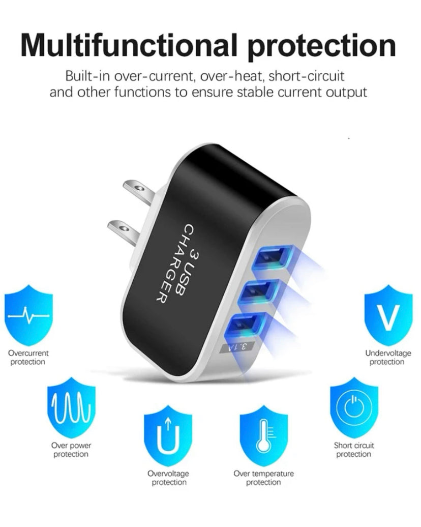 WALL PLUG WITH 3 USB INLETS