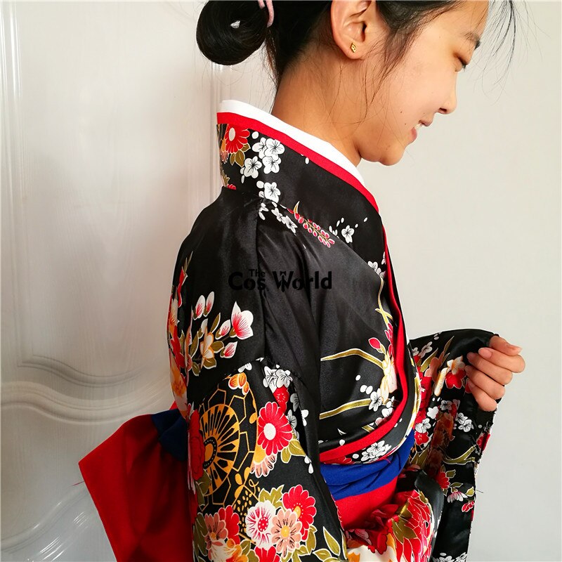 Jigoku Shoujo Enma Ai Maid Dress Kimono Yukata Uniform Outfit Anime Cosplay Costumes-4