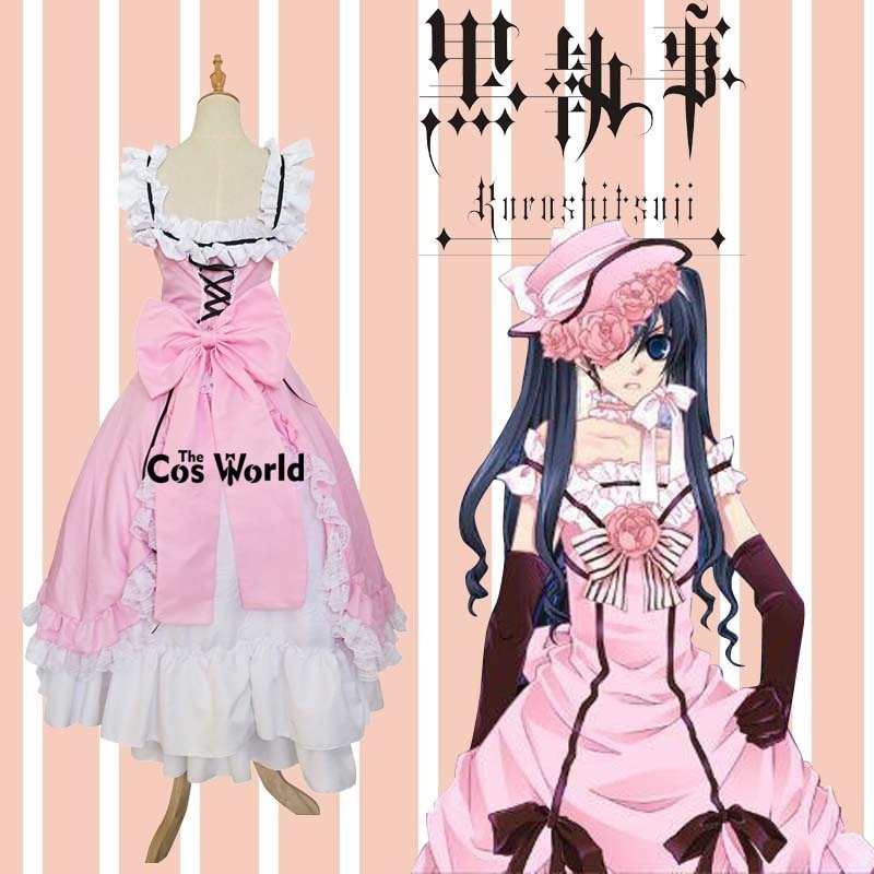 Black Butler Kuroshitsuji Ciel Phantomhive Sleeveless Lace Maid Court Full Dress Uniform Outfit Anime Cosplay Costumes-3