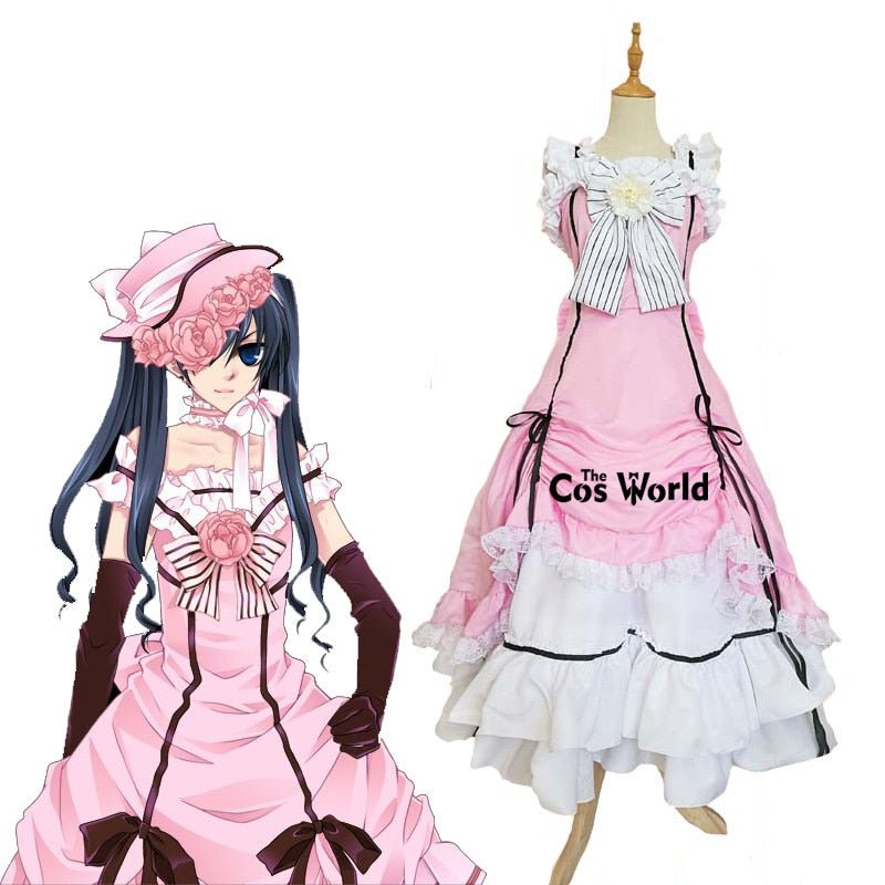 Black Butler Kuroshitsuji Ciel Phantomhive Sleeveless Lace Maid Court Full Dress Uniform Outfit Anime Cosplay Costumes-0
