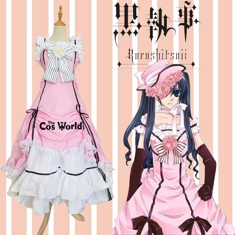 Black Butler Kuroshitsuji Ciel Phantomhive Sleeveless Lace Maid Court Full Dress Uniform Outfit Anime Cosplay Costumes-2