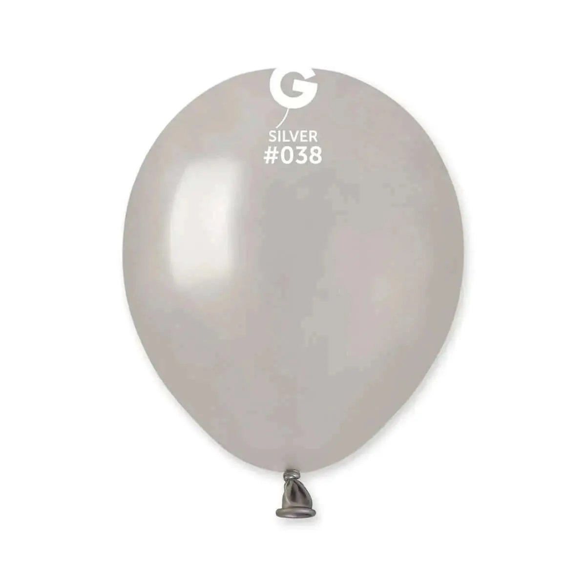 Gemar - 5" Metallic Silver Latex Balloons #038 (100pcs)-0