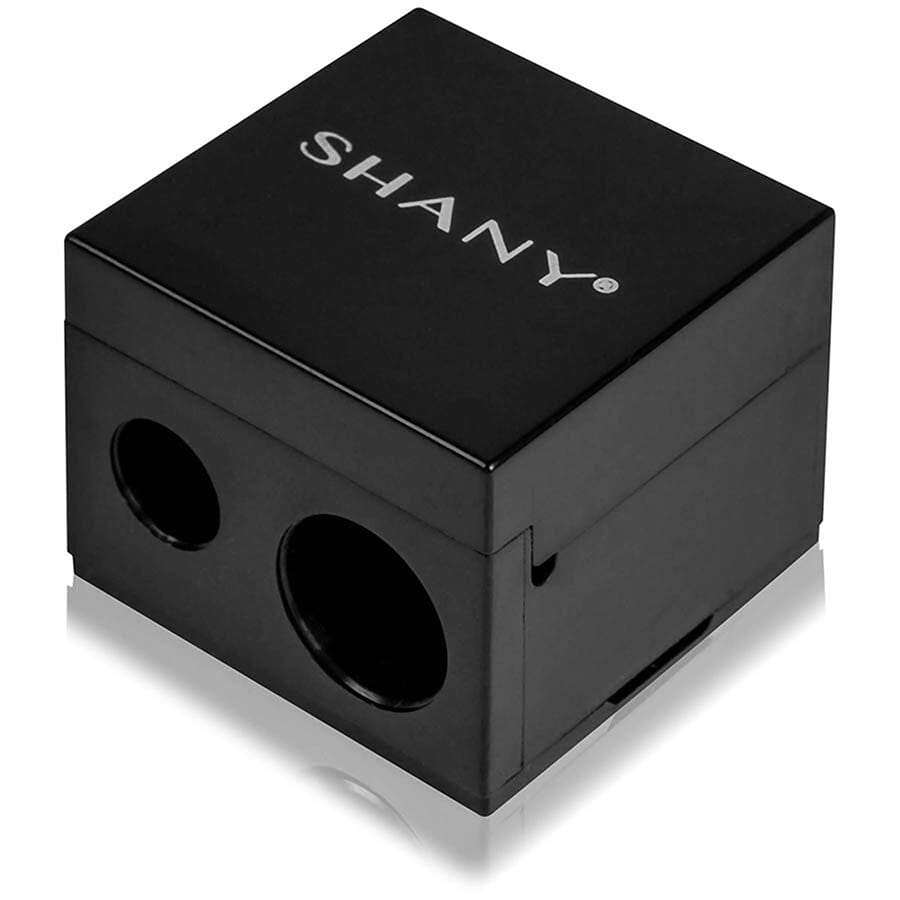 SHANY Cosmetic Cube Makeup Pencil Sharpener - Eyeliner and Lip Pencil Dual Cosmetics Sharpener with Removable Lid for Traditional and Jumbo Pencils - Universal Sharpener - SHOP - SHARPENER - ITEM# SH-SHARP-BKBK