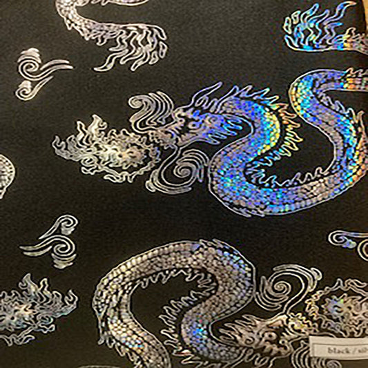 Stretch Nylon Spandex Fabric with Asian Dragon Hologram  | Spandex Palace-0