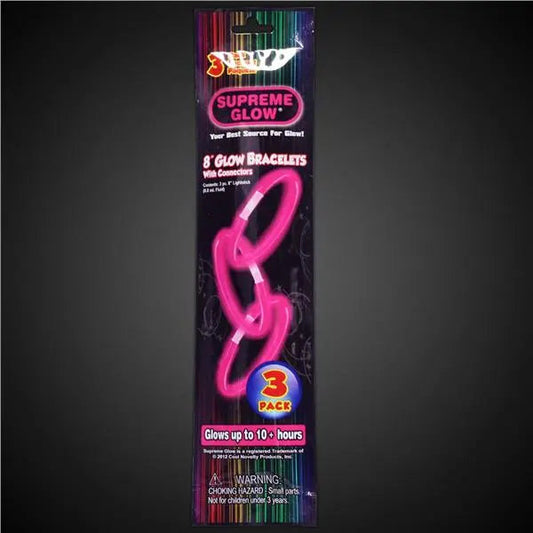 9" Glow Bracelet - Pink (3ct)-0