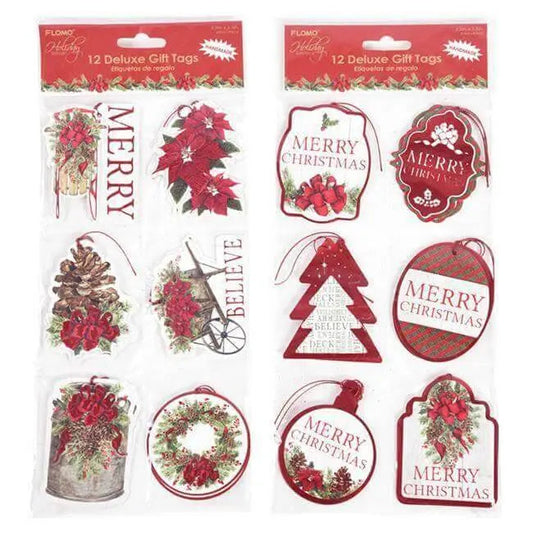 Christmas Die Cut Pop Layer with Hot Stamping Gift Tags (12ct)-0
