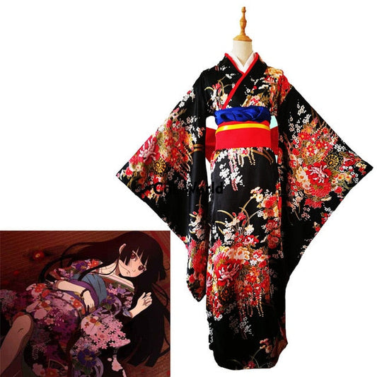 Jigoku Shoujo Enma Ai Maid Dress Kimono Yukata Uniform Outfit Anime Cosplay Costumes-10