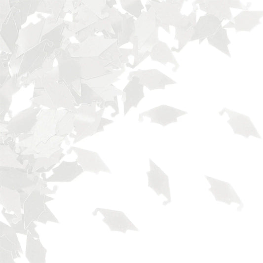 White Mortarboards Graduation Confetti (1ct)-0