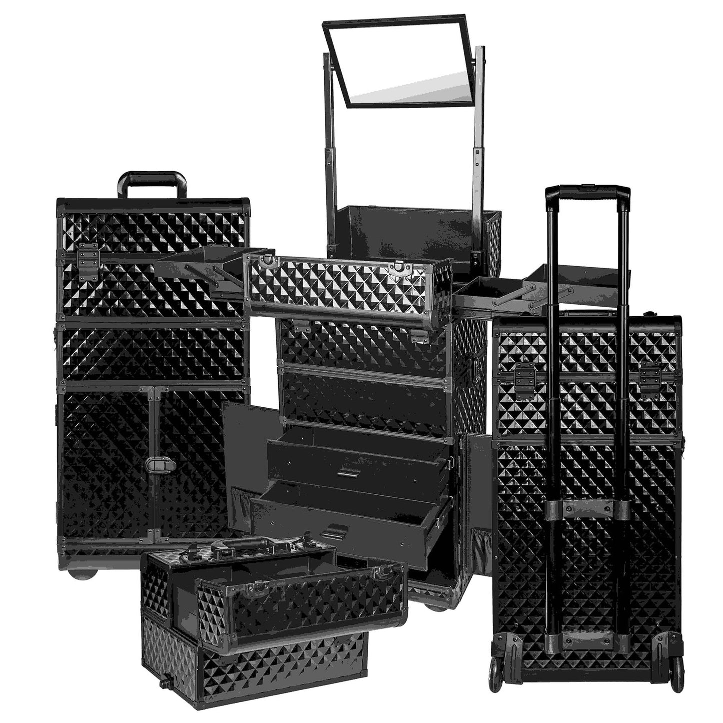 REBEL Series Pro Makeup Artists Rolling Train Case Trolley Case-3