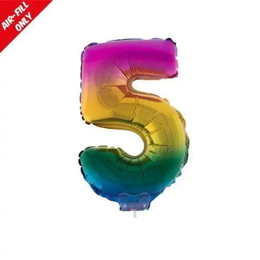 Balloon on Stick - 16" Rainbow Number 5-0