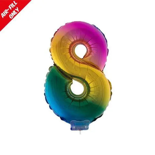 Balloon on Stick - 16" Rainbow Number 8-0