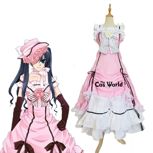 Black Butler Kuroshitsuji Ciel Phantomhive Sleeveless Lace Maid Court Full Dress Uniform Outfit Anime Cosplay Costumes-0