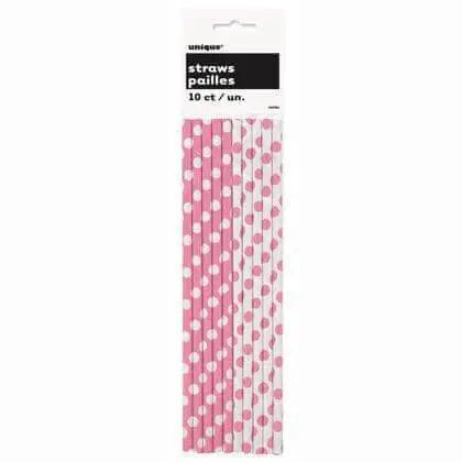 Decorative Dots Straws - Hot Pink (10ct)-0