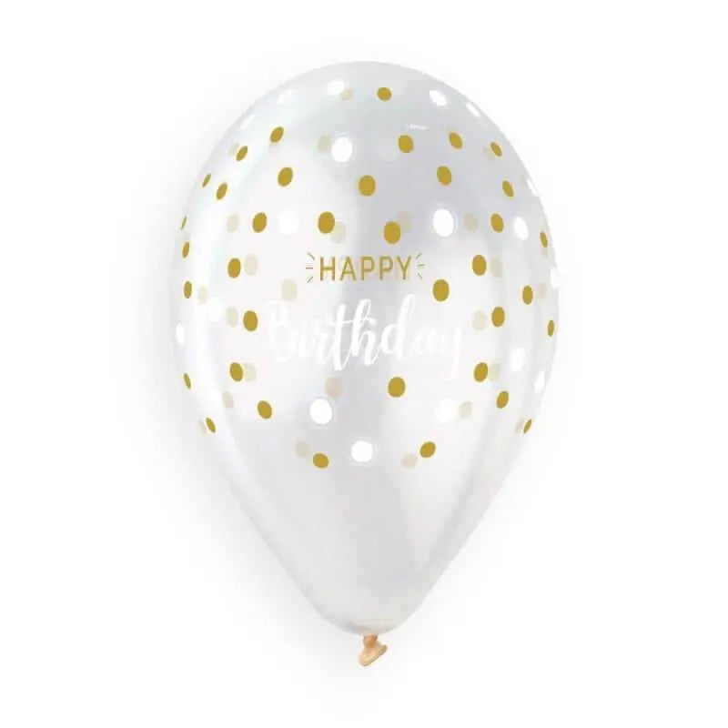 Gemar - 13' Happy Birthday & Golden Dots Crystal Latex Balloons #1041 (50pcs)-0