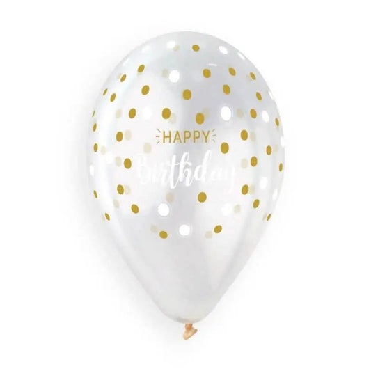 Gemar - 13' Happy Birthday & Golden Dots Crystal Latex Balloons #1041 (50pcs)-0