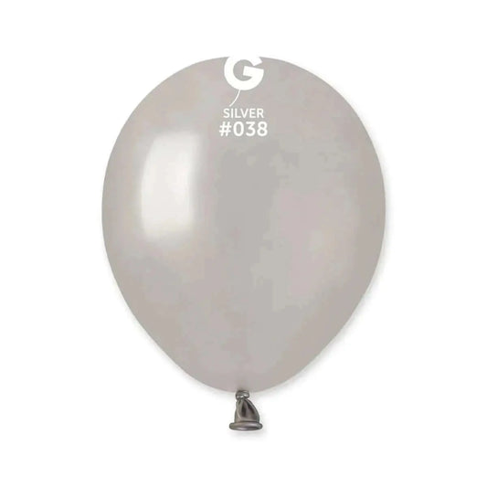 Gemar - 5" Metallic Silver Latex Balloons #038 (100pcs)-0